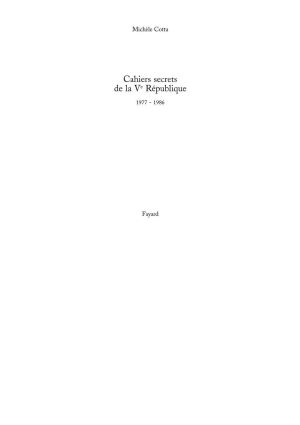 [Document 01] • Cahiers Secrets De La Ve République · 1977-1986